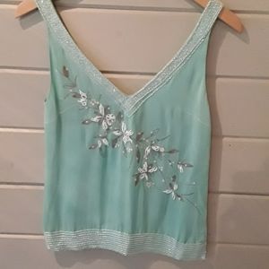 American Retro Silk Beaded Tank Top